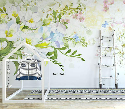 Blooming Spring Whispers Floral Watercolor Wallpaper