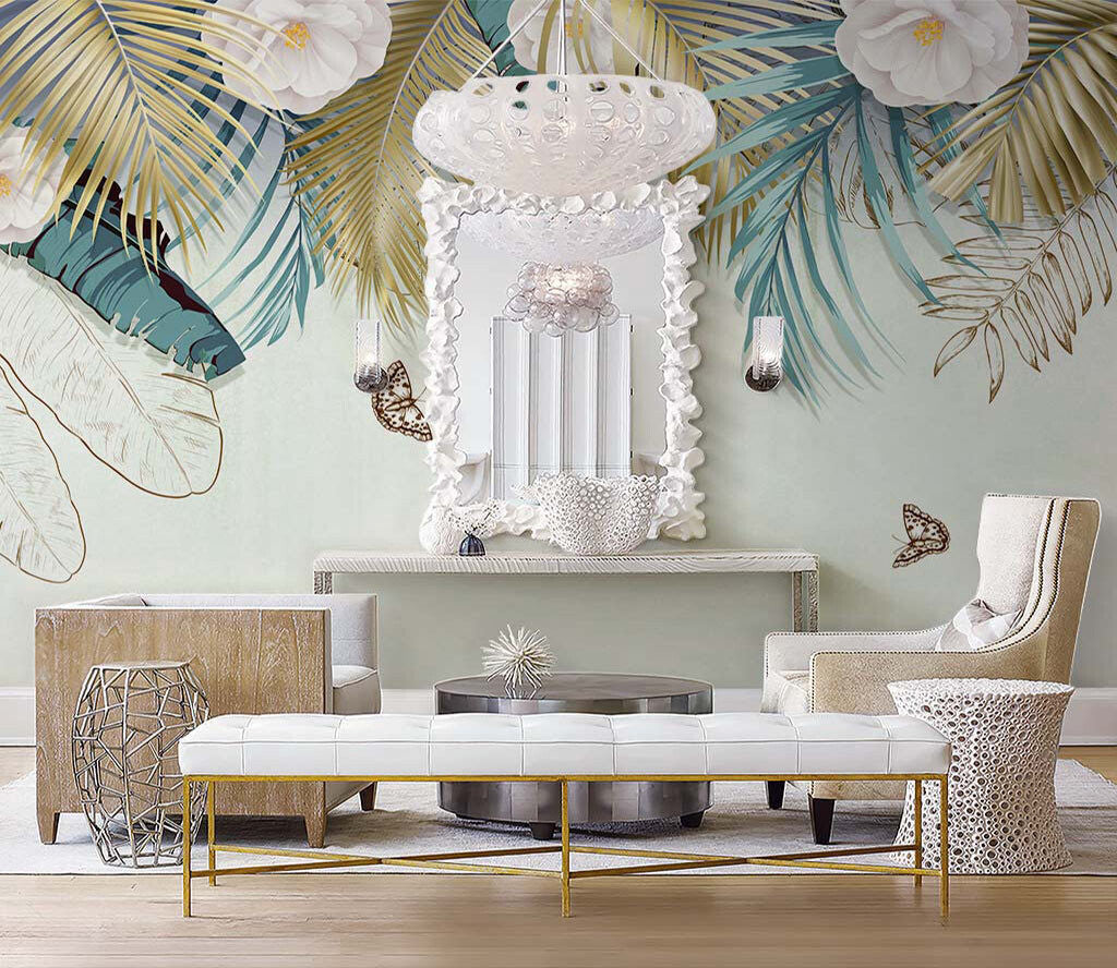 Tropical Elegance Botanical Breeze Interior Wallpaper