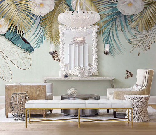 Tropical Elegance Botanical Breeze Interior Wallpaper