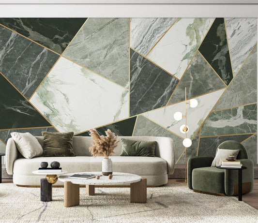 Geometric Elegance Marble Mosaic Luxury Wallpaper