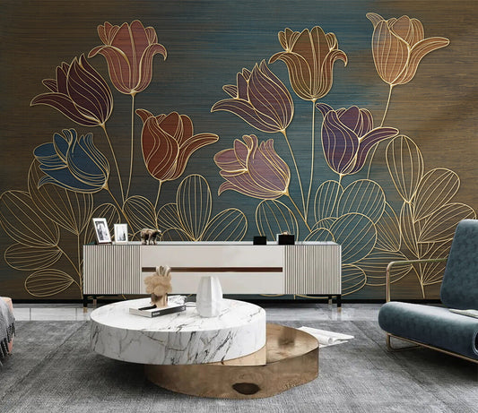 Artistic Blossom Elegance Luxe Wallpaper Design