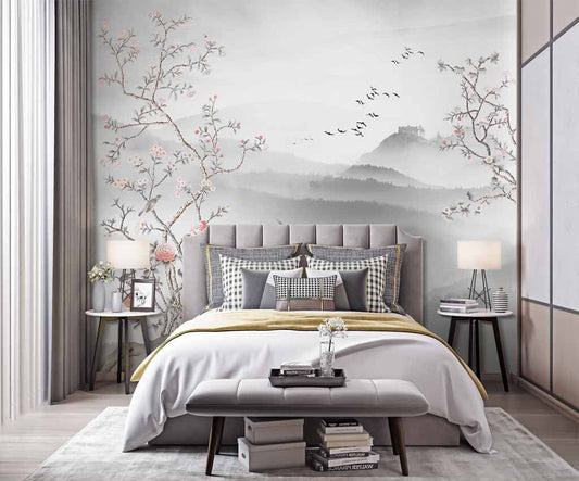 Misty Blossoms Serenity Nature Inspired Wallpaper