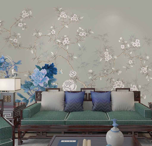 Elegant Blossom Harmony Nature-Inspired Wall Mural