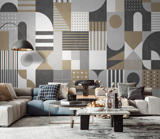 Modern Geometric Elegance Neutral Tones Wallpaper