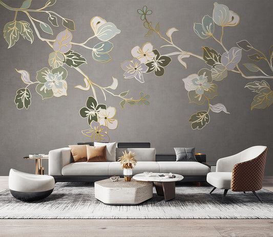 Elegant Blossom Dance Metallic Accent Wallpaper