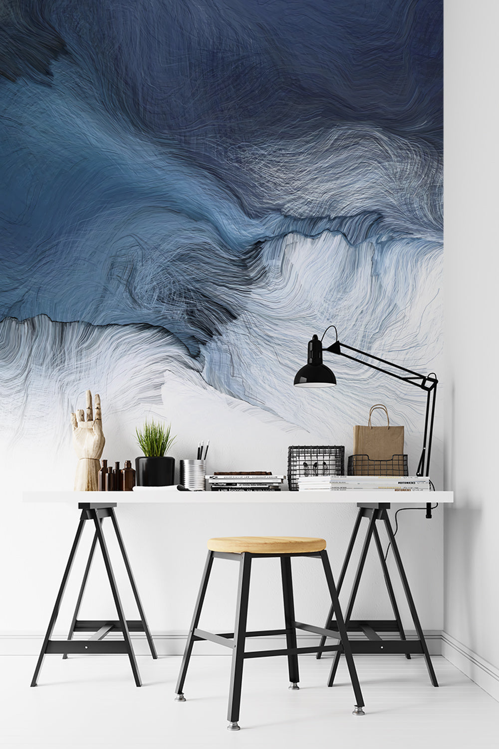 Marble Texture Blue Wallpaper Mural,Self-Adhesive Peel And Stick 3D Wall Art,Designer Australian Company Wall Decor
