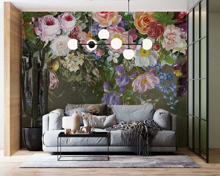 Flowers Floral Flowers Colorful Wallpaper Mural - Decorsmarket ...