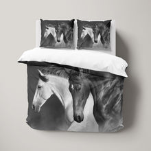 Load image into Gallery viewer, Horses Running Animals Black And White 3D Duvet Cover Set W Pillow Cover, Single Double Queen King Size, Printed Cotton Quilt Doona Cover
