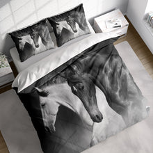 Load image into Gallery viewer, Horses Running Animals Black And White 3D Duvet Cover Set W Pillow Cover, Single Double Queen King Size, Printed Cotton Quilt Doona Cover
