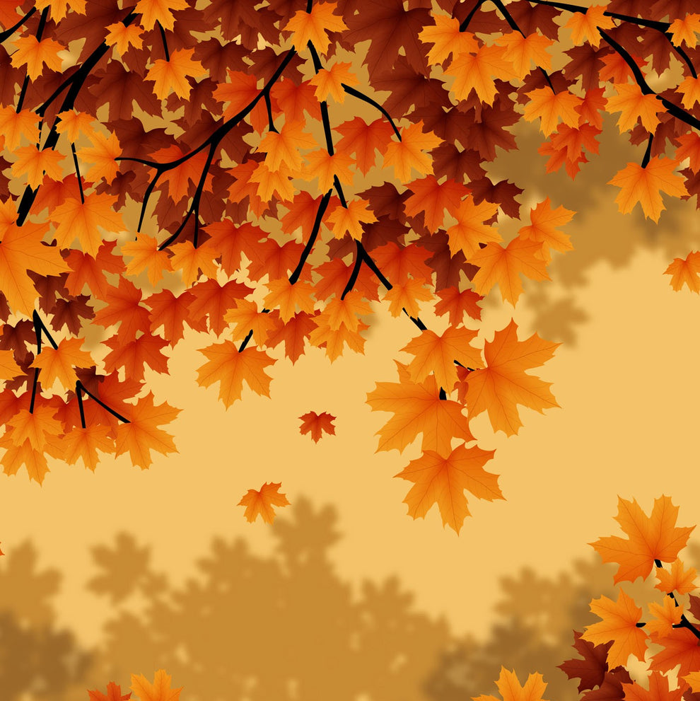 Maple Leaves Floral Orange Wallpaper Mural Decorsmarket DecorsMarket