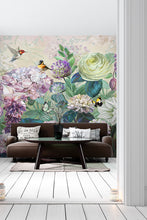 Load image into Gallery viewer, Flowers Birds Painting Wallpaper Mural, Bright Dutch Floral Self-Adhesive Peel And Stick 3D Wall Art,Removable Designer Wall Decor
