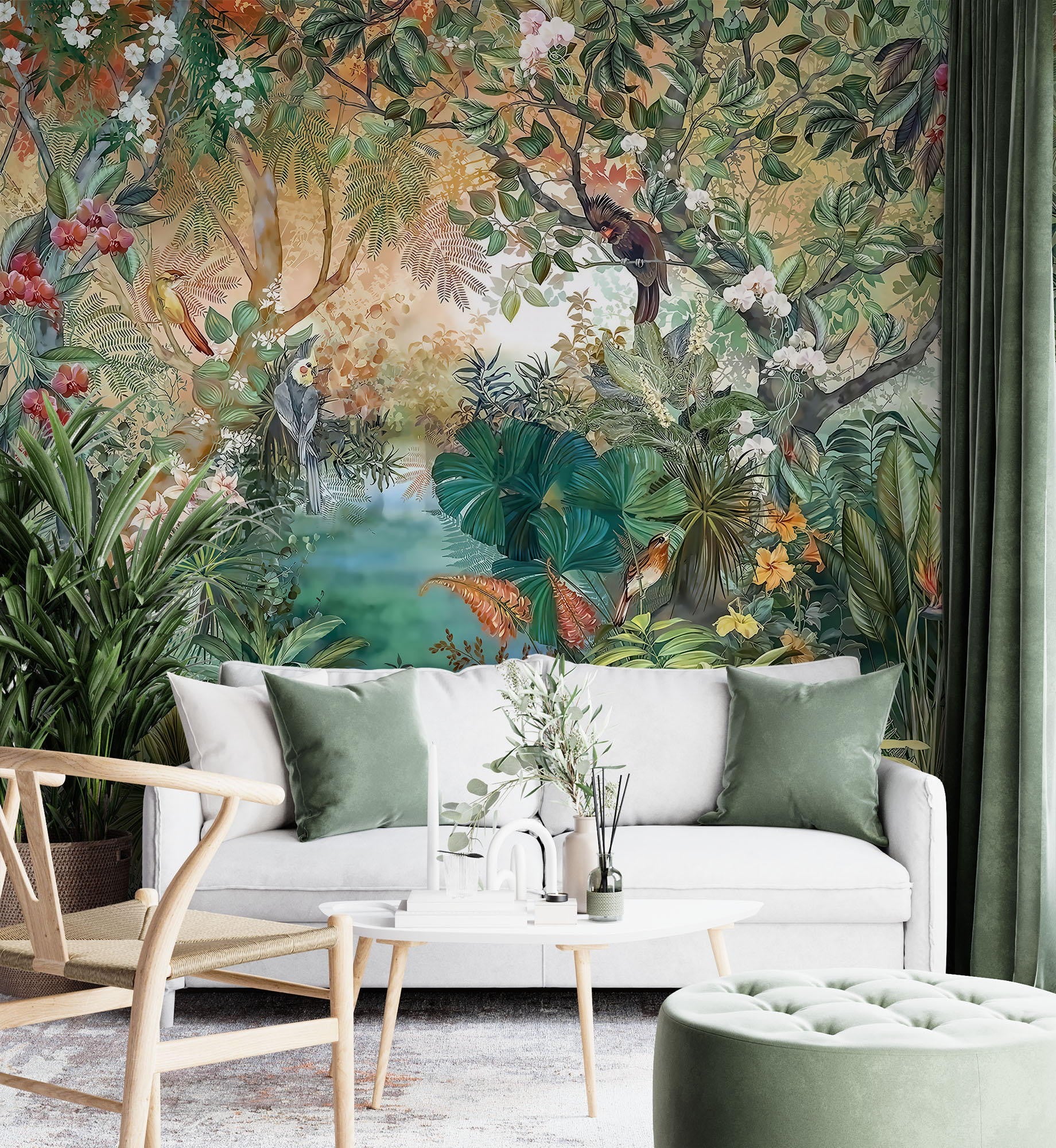 Leafy Trees Forest Green Wallpaper Mural - Decorsmarket – DecorsMarket