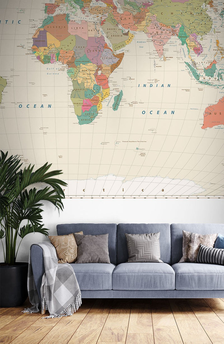 Color Country World Map Colorful Wallpaper Mural - Decorsmarket ...