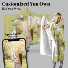Load image into Gallery viewer, Watercolor Butterfly Dragonfly Floral Flowers Creamy Personalized Hooded Throw Blanket Fleece Hoodie Cape
